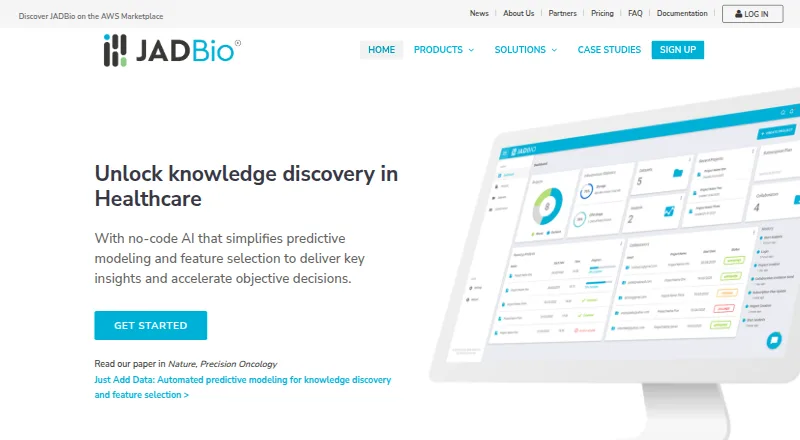 The JADBio homepage