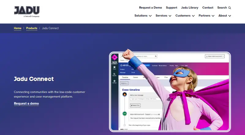 The Jadu Connect homepage