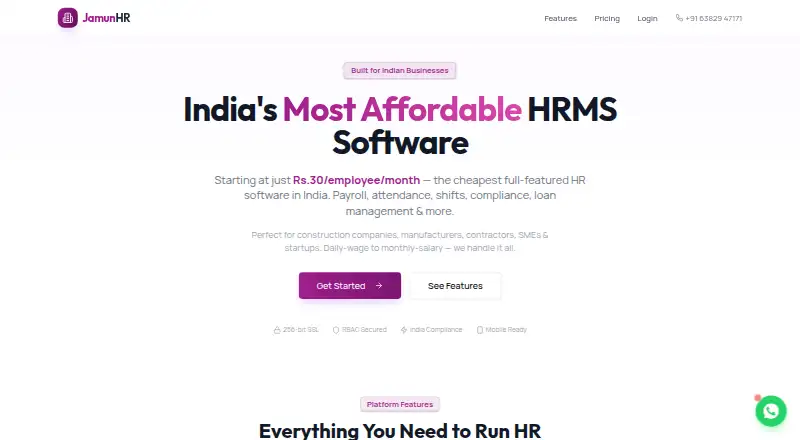 The JamunHR homepage