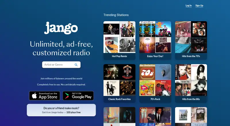 The Jango homepage