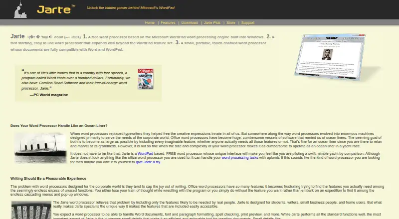 The Jarte homepage