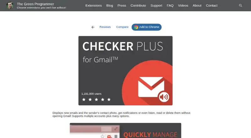 The Checker Plus for Gmail homepage