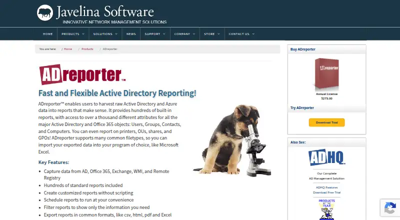 The ADreporter homepage