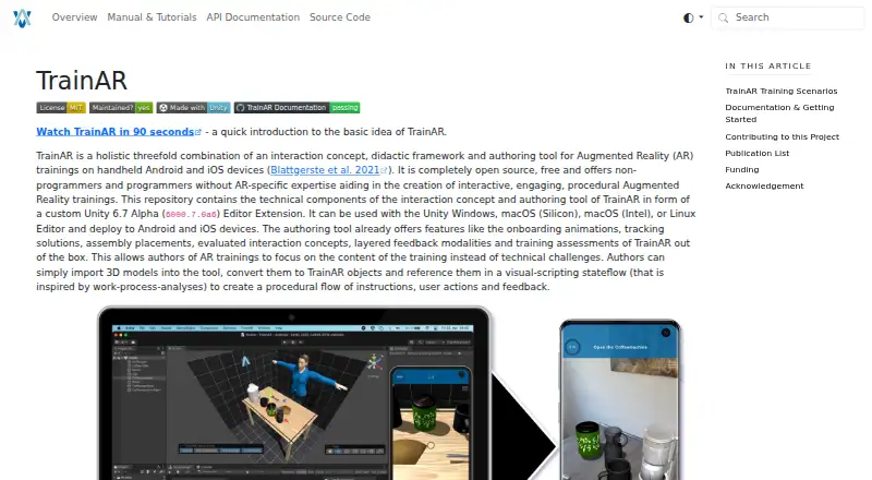 The TrainAR homepage