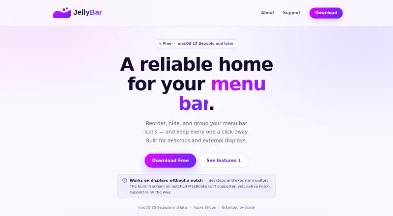 The JellyBar homepage