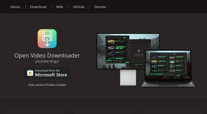 The Open Video Downloader homepage