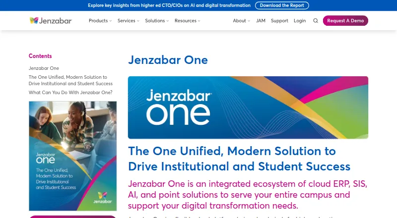The Jenzabar One homepage
