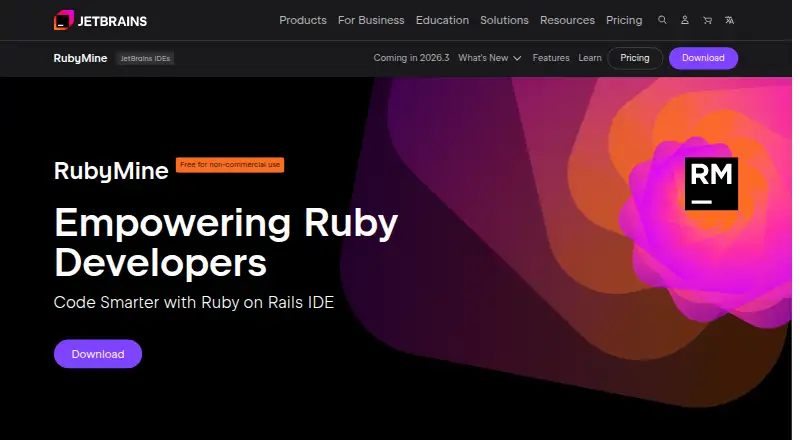The RubyMine homepage