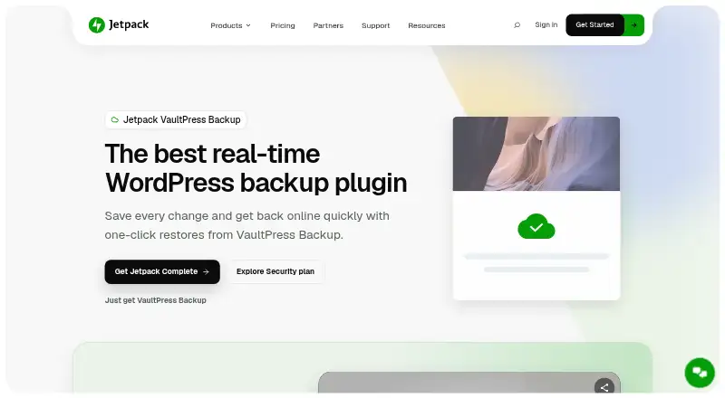 The Jetpack VaultPress Backup homepage