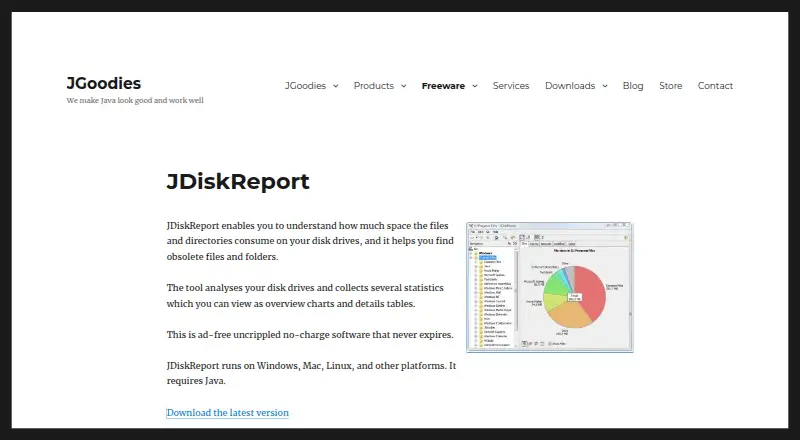 The JDiskReport homepage
