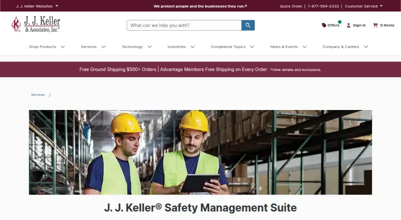 The J. J. Keller Safety Management Suite homepage