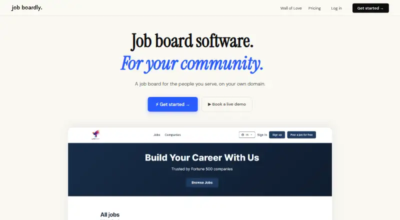 The Job Boardly homepage
