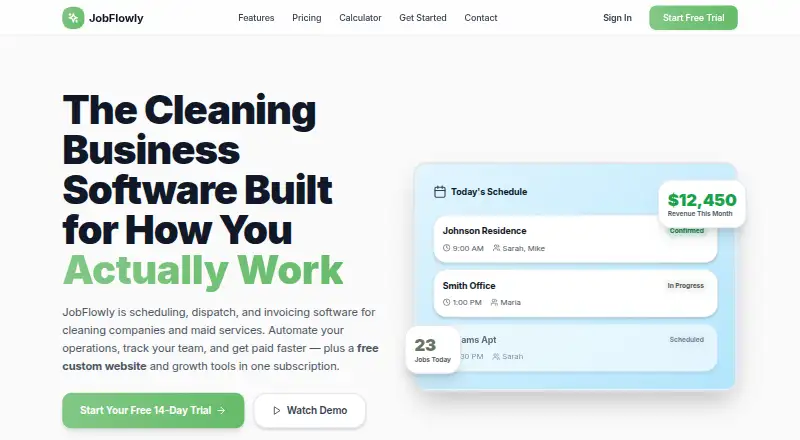 The JobFlowly homepage