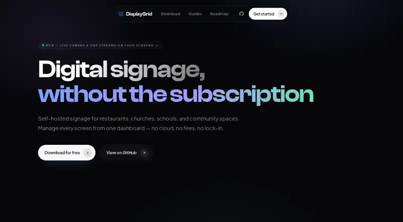 The DisplayGrid homepage