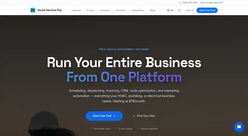 The Home Service Pro homepage