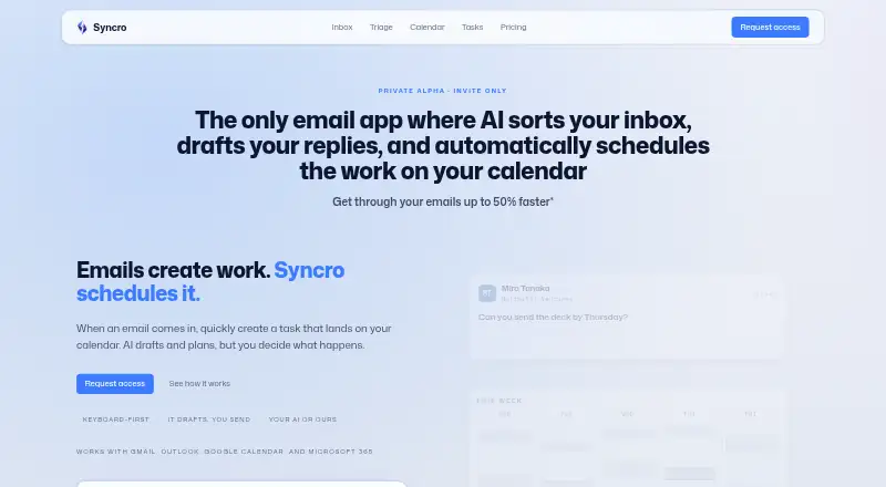 The Syncro homepage