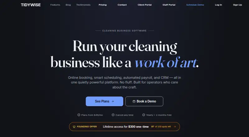 The TidyWise homepage