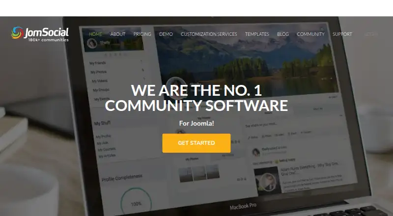 The JomSocial homepage