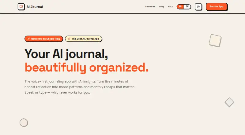 The AI Journal Pro homepage