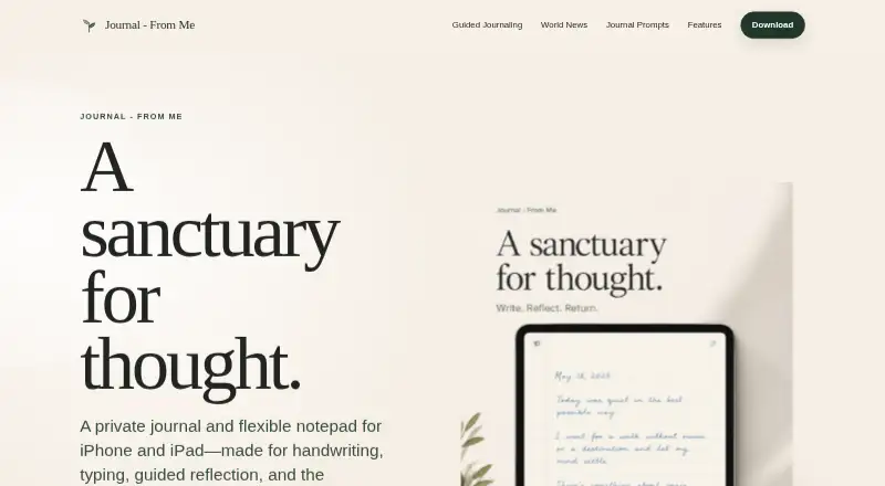 The Journal - From Me homepage