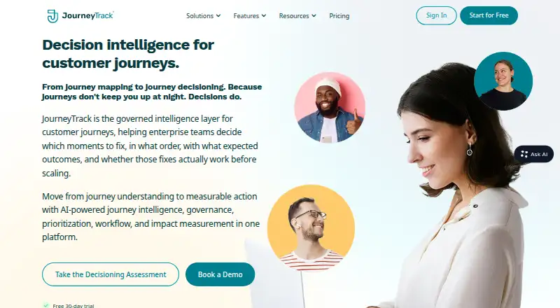 The JourneyTrack homepage