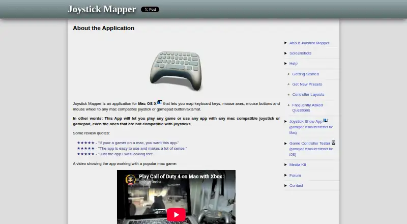 The Joystick Mapper homepage