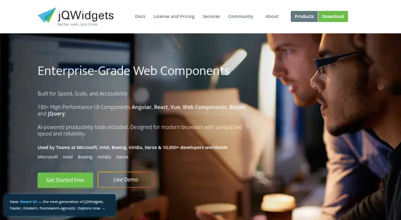 The jQWidgets homepage