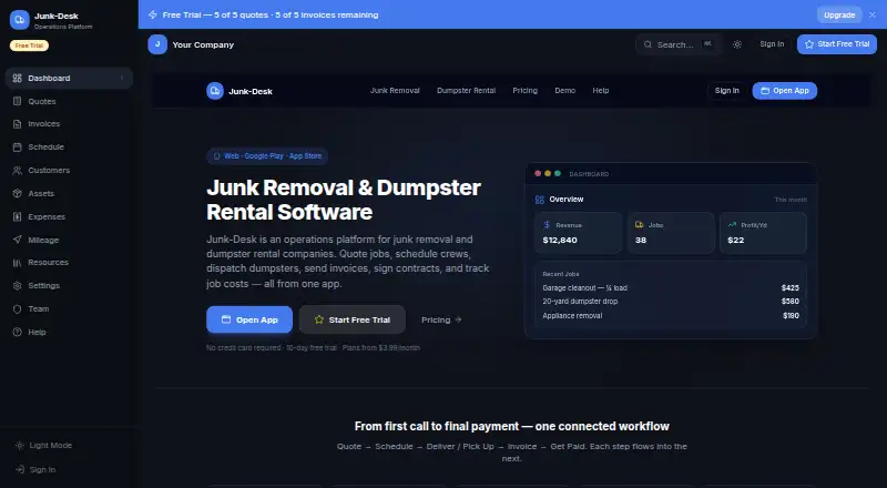 The Junk-Desk homepage