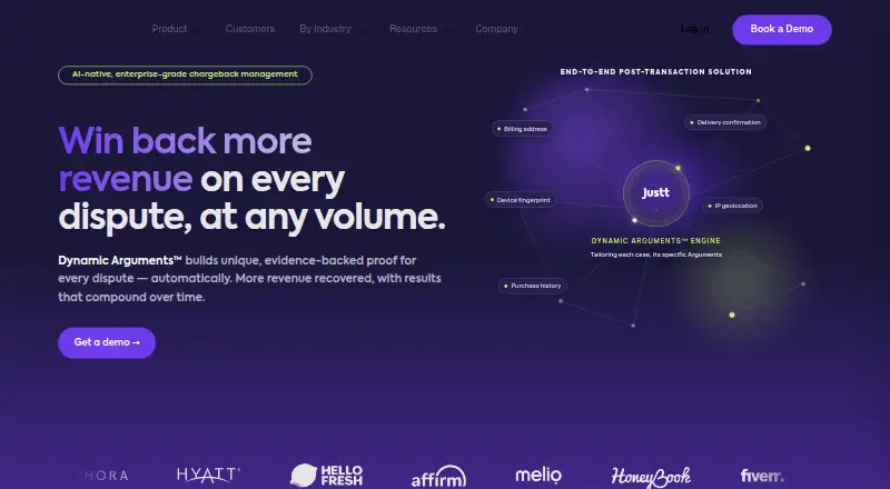 The Justt homepage