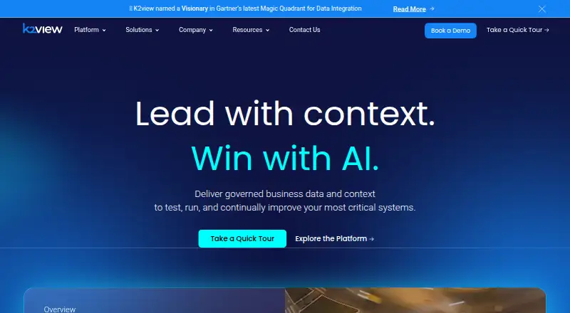 The K2view Data Masking homepage