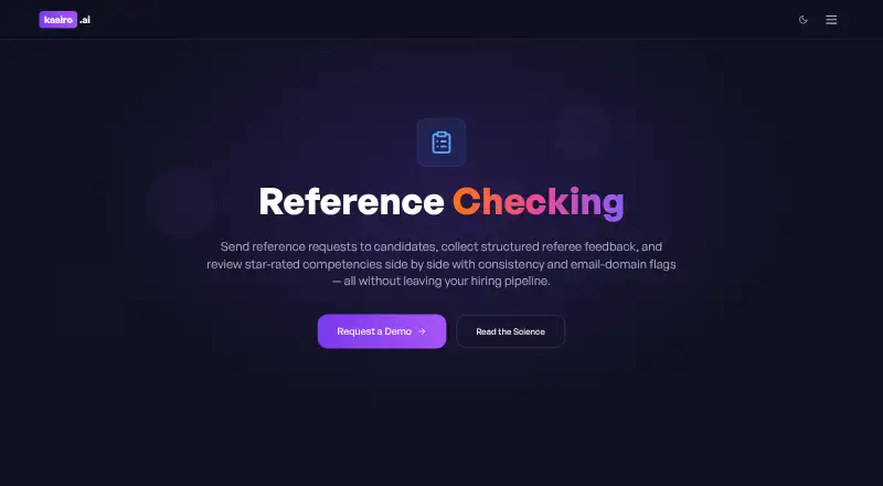 The Kaairo Reference Checking homepage