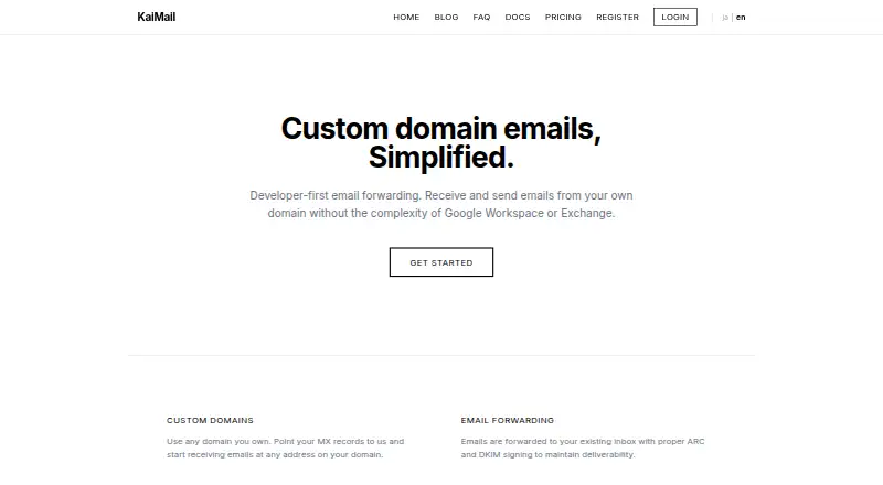 The KaiMail homepage