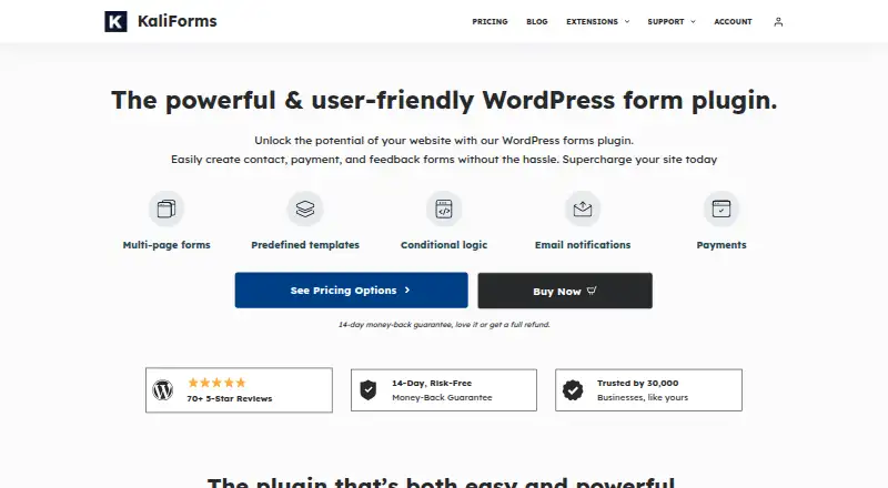 The Kali Forms homepage