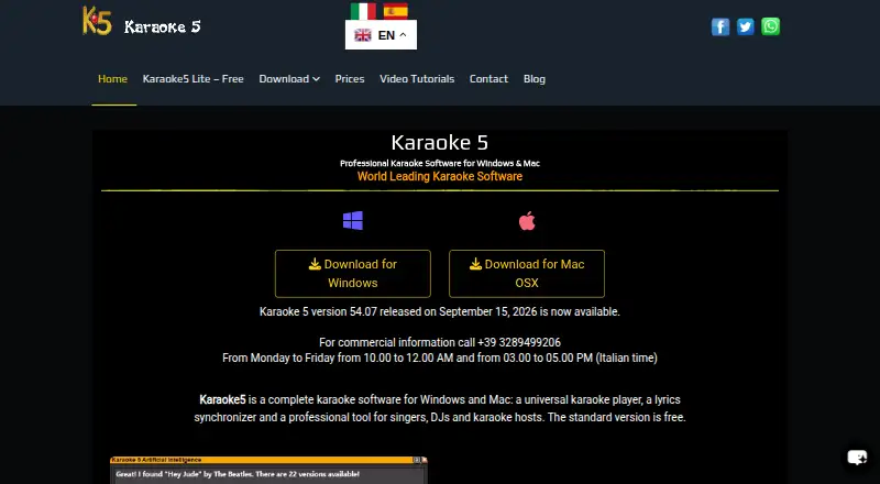 The Karaoke 5 homepage