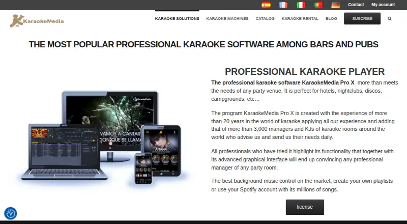 The KaraokeMedia Pro X homepage
