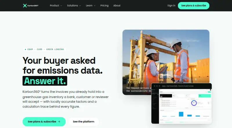 The Karbon360 homepage