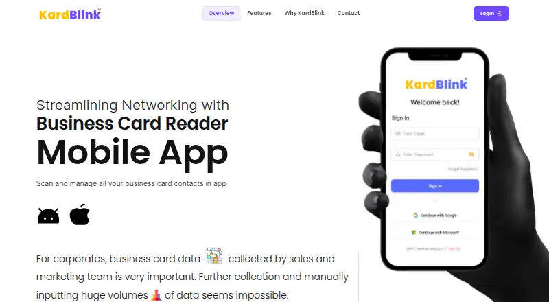 The KardBlink homepage