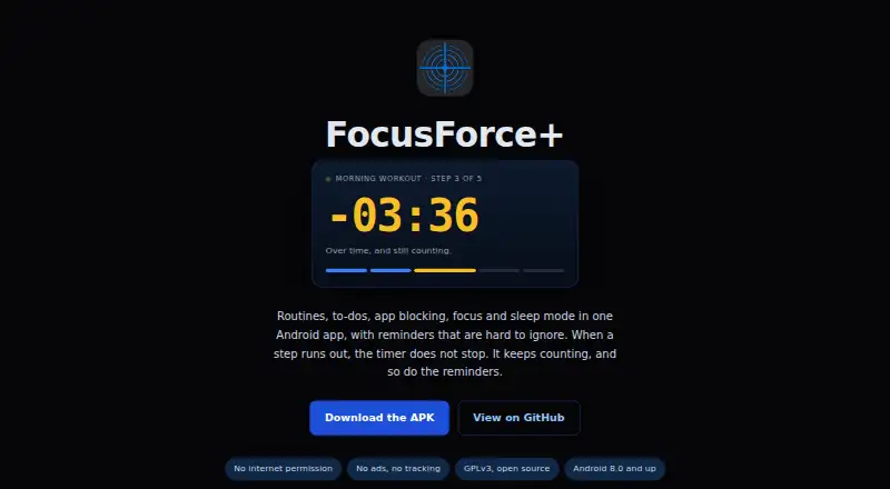The FocusForce+ homepage