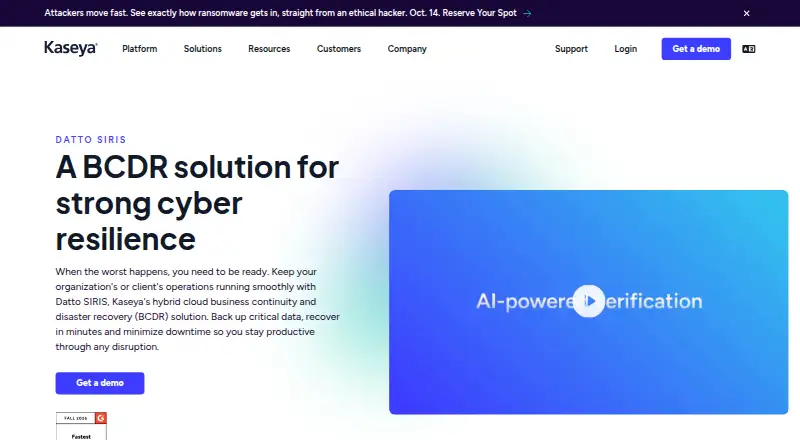 The Datto SIRIS homepage