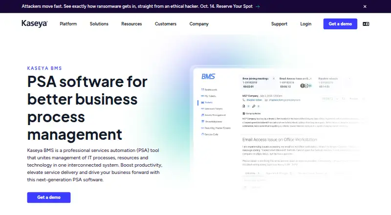 The Kaseya BMS homepage
