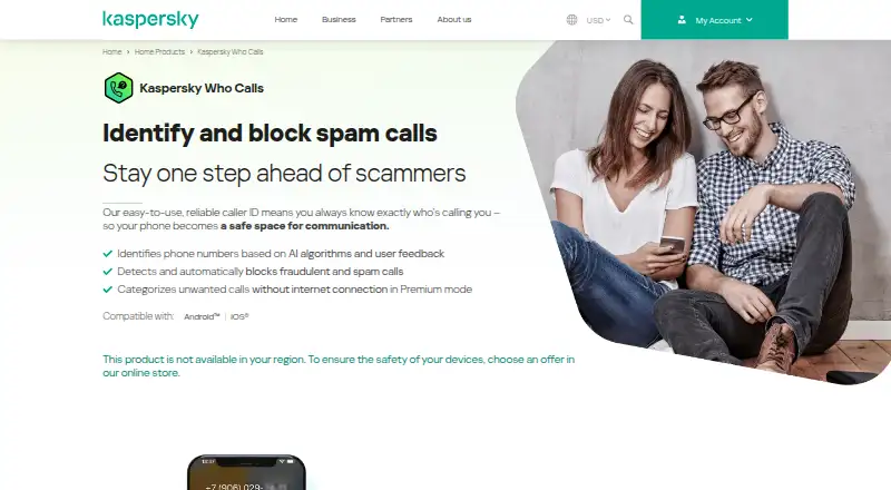 The Kaspersky Who Calls homepage