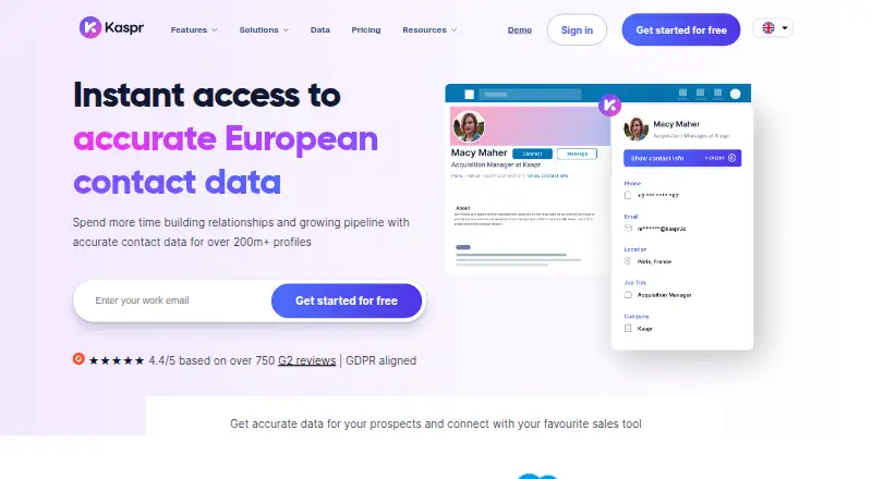 The Kaspr homepage