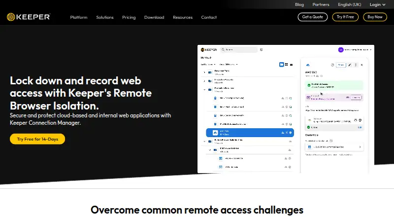 The Keeper Remote Browser Isolation homepage