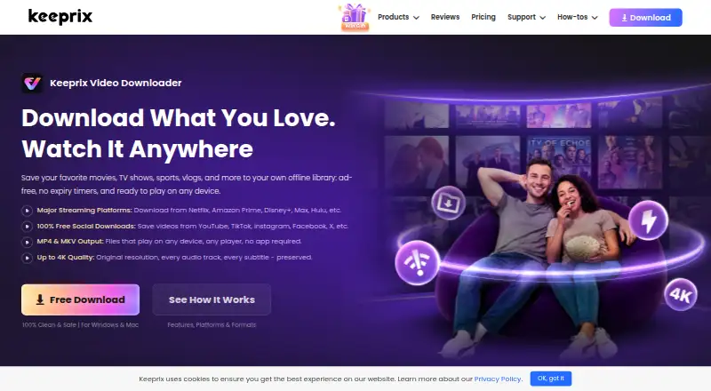 The Keeprix Video Downloader homepage