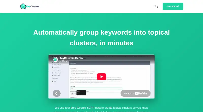 The KeyClusters homepage