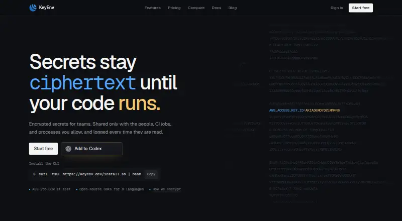 The KeyEnv homepage