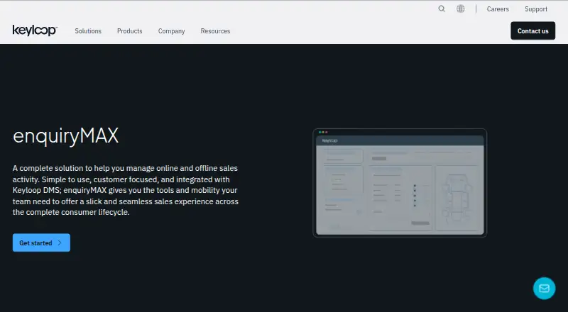 The Keyloop enquiryMAX homepage