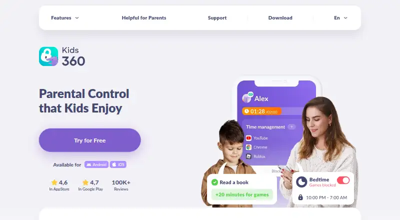 The Kids360 homepage