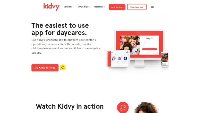 The Kidvy homepage