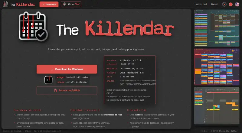 The Killendar homepage